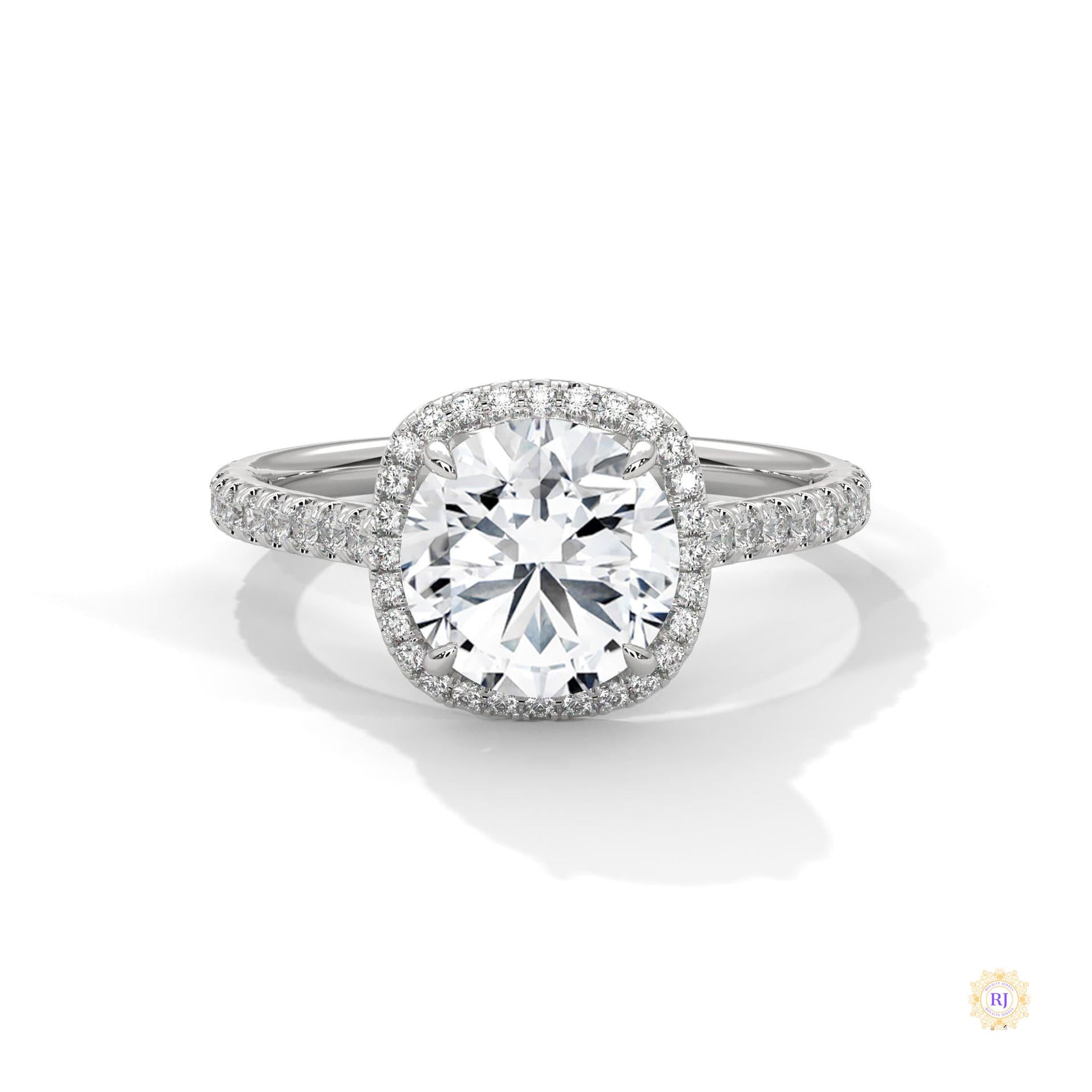 2.40 Ct. Halo Pavé Round Lab Diamond Engagement Ring