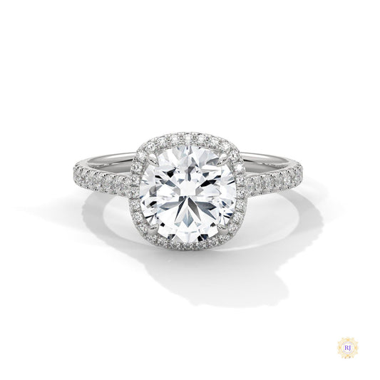 2.40 Ct. Halo Pavé Round Lab Diamond Engagement Ring