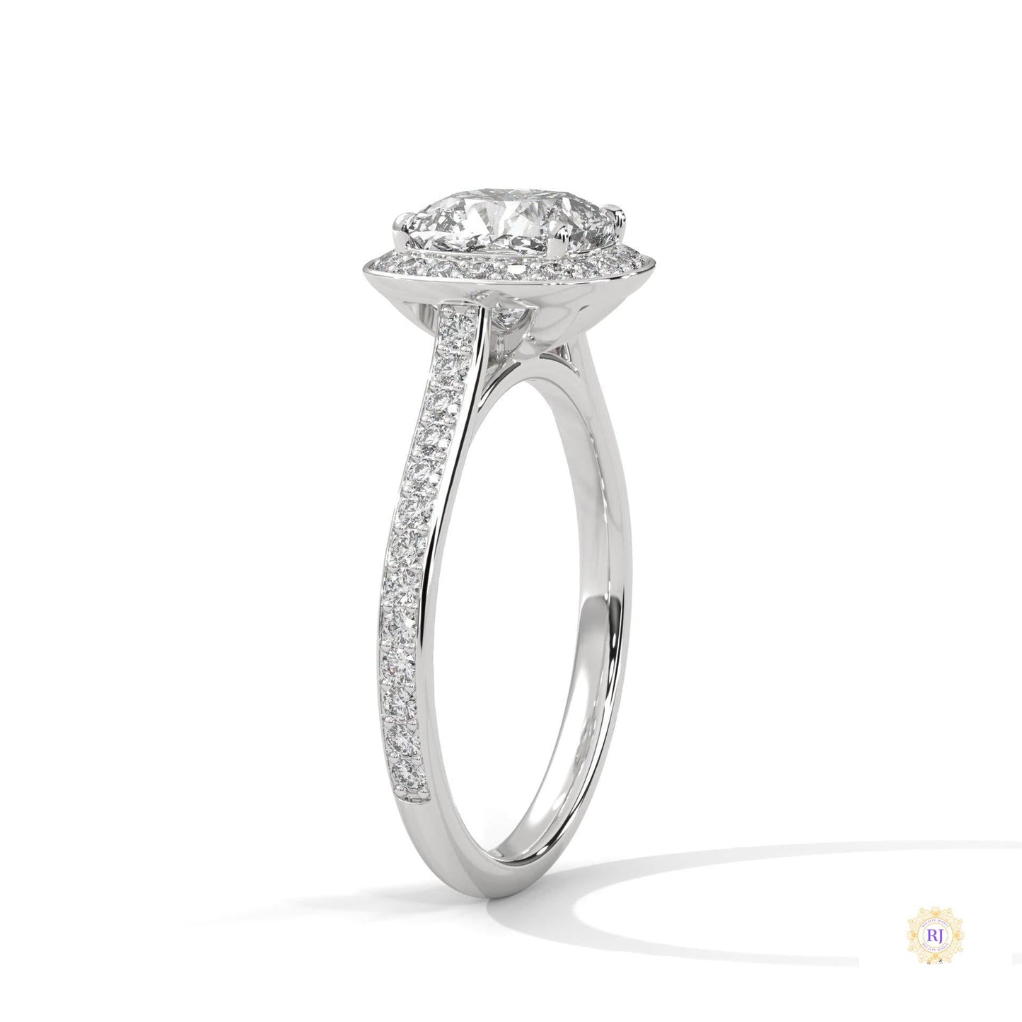 2.45 Ct. Cushion Halo Lab Diamond Ring