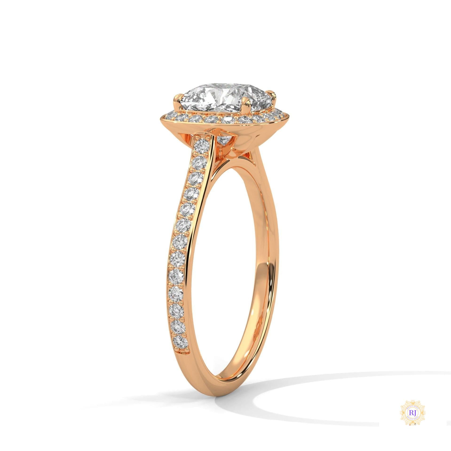 2.45 Ct. Cushion Halo Lab Diamond Ring