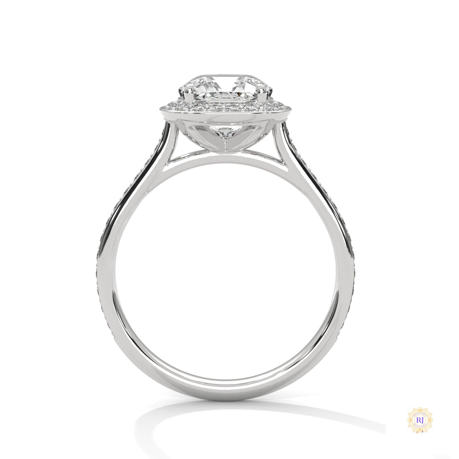 2.45 Ct. Cushion Halo Lab Diamond Ring