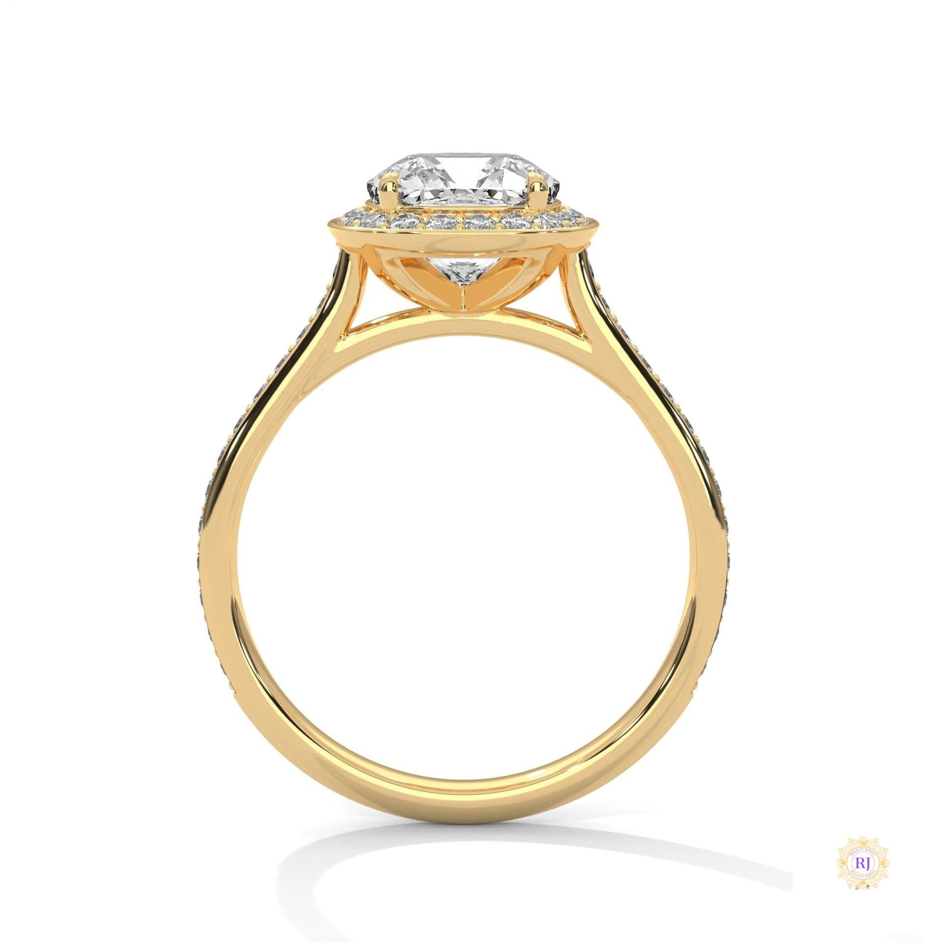 2.45 Ct. Cushion Halo Lab Diamond Ring
