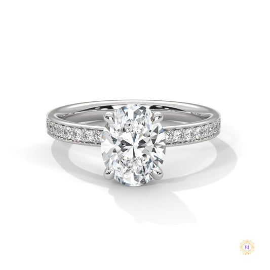 2.45 Ct. Oval Lab Diamond Pavé Engagement Ring
