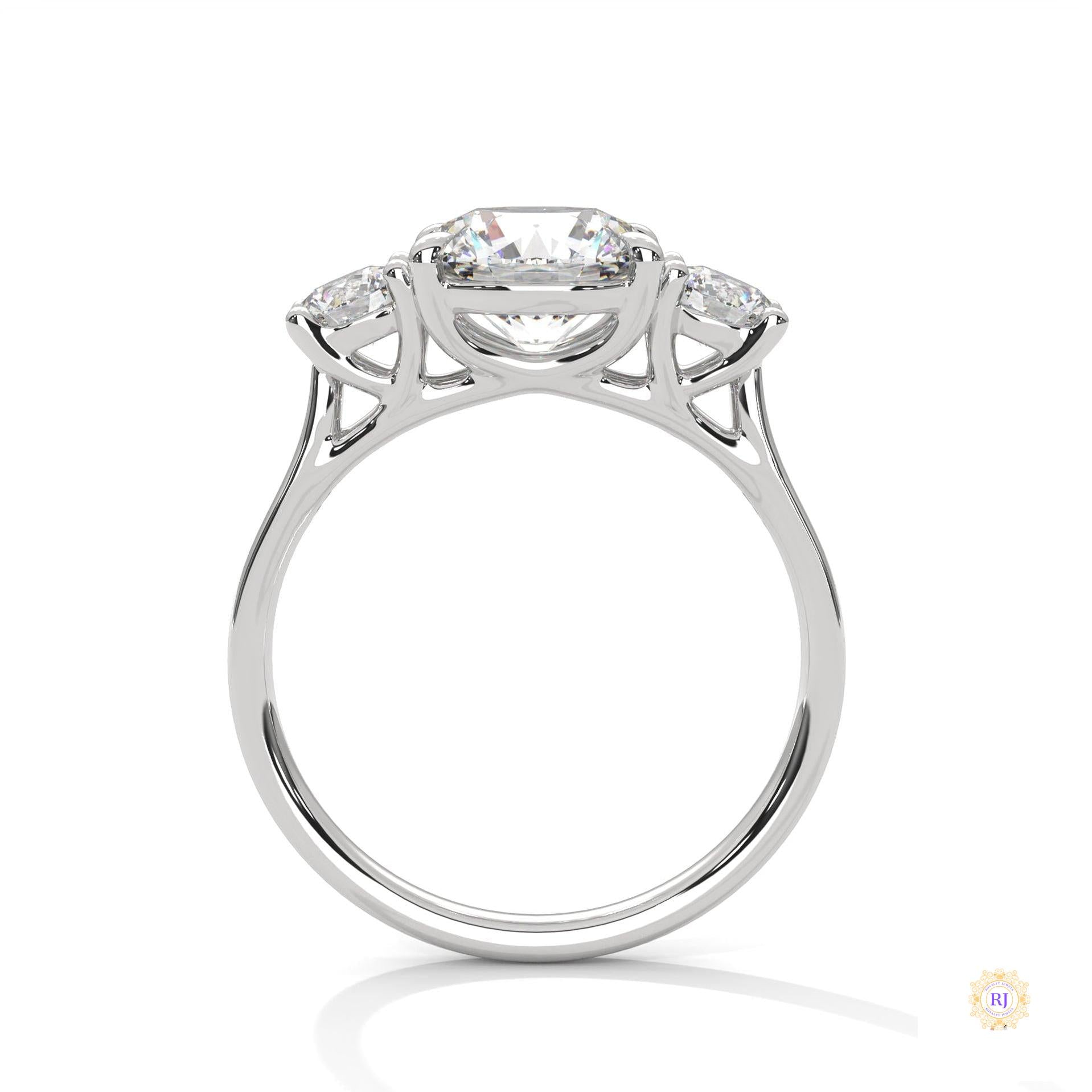 2.5 Ct. Three-Stone Lab Diamond Engagement Ring