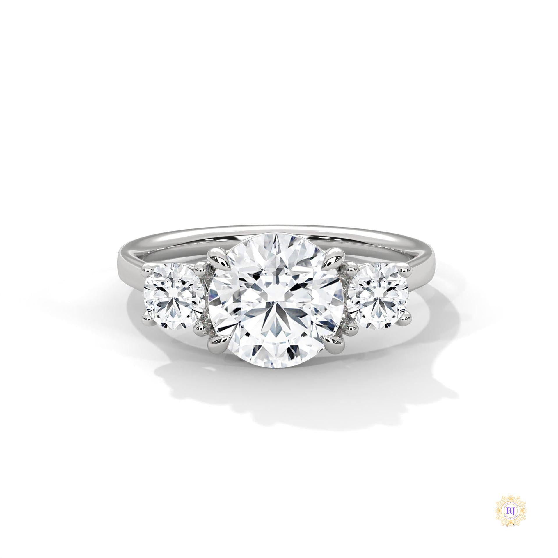 2.5 Ct. Three-Stone Lab Diamond Engagement Ring