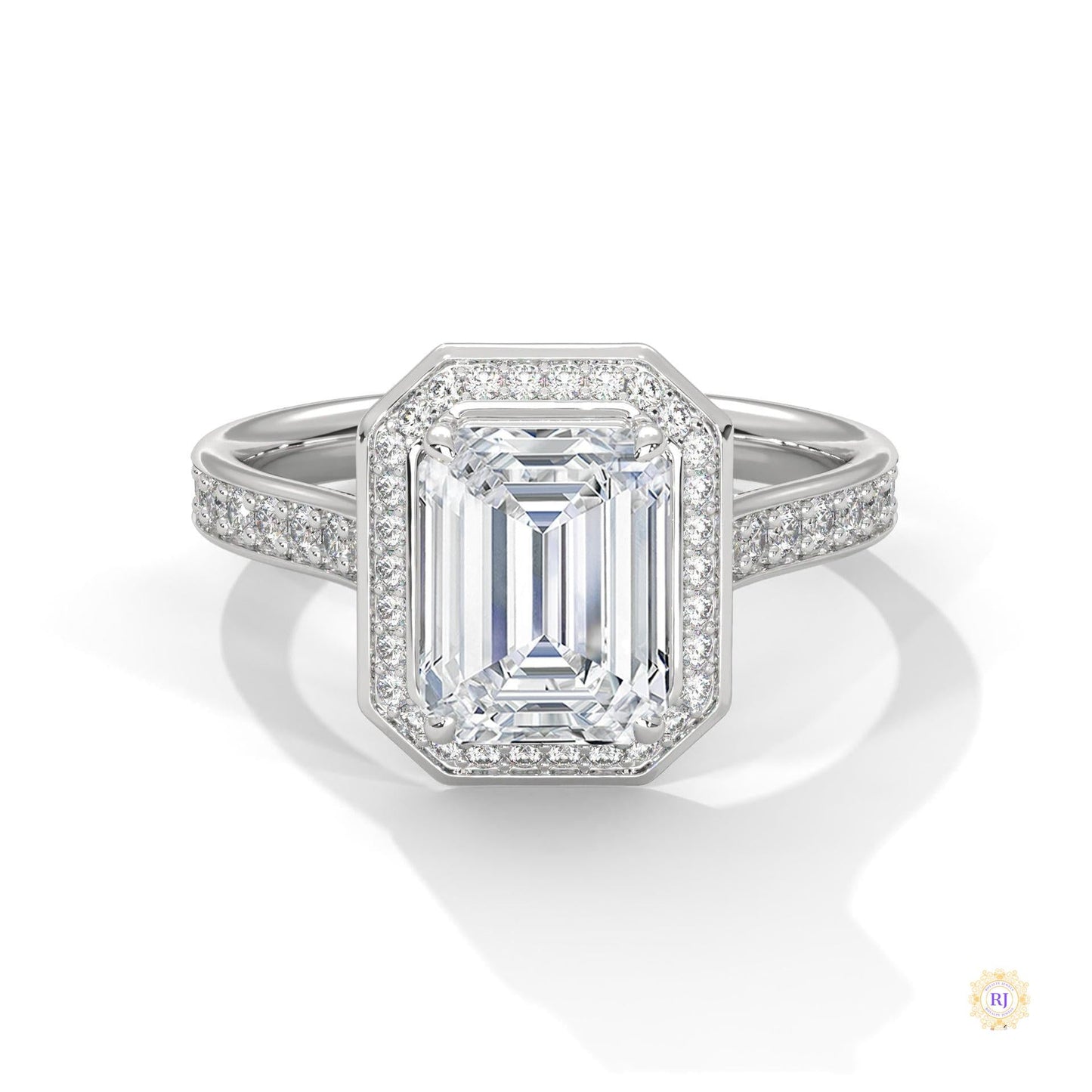 2.50 Ct. Emerald Cut Halo Engagement Ring