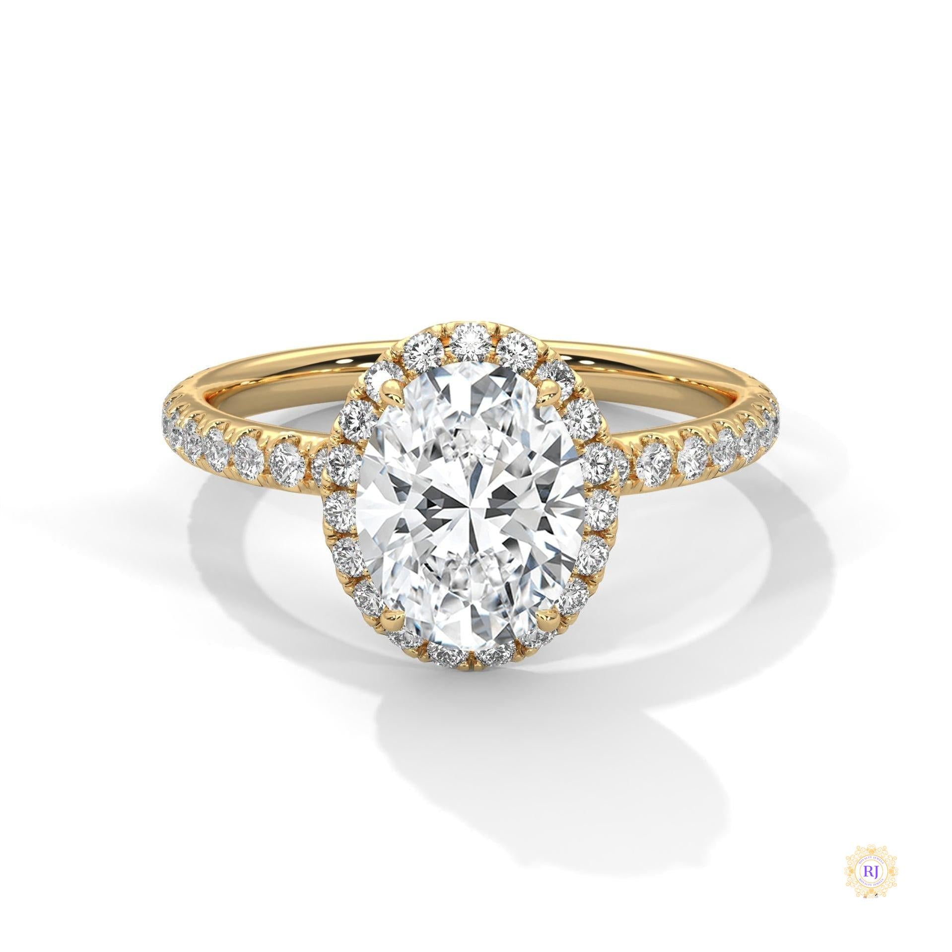 2.50 Ct. Oval Halo Lab Diamond Ring