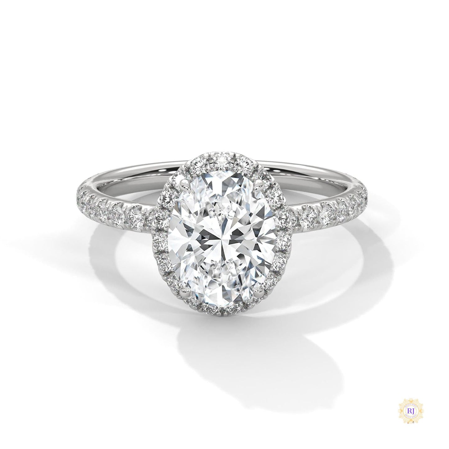 2.50 Ct. Oval Halo Lab Diamond Ring