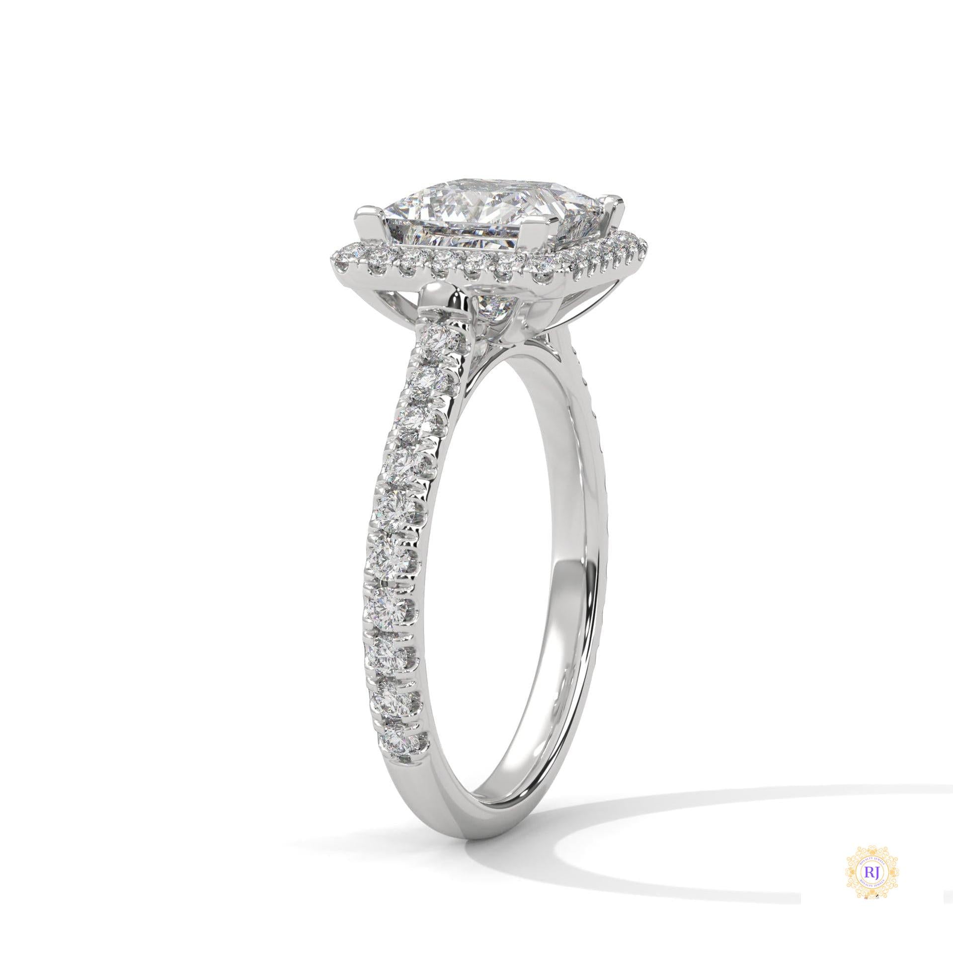 2.60 Ct. Princess Cut Halo Engagement Ring