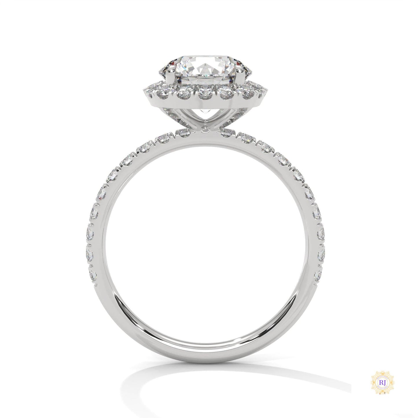 2.65 Ct. Cushion Halo Lab Diamond Ring – Pavé Band