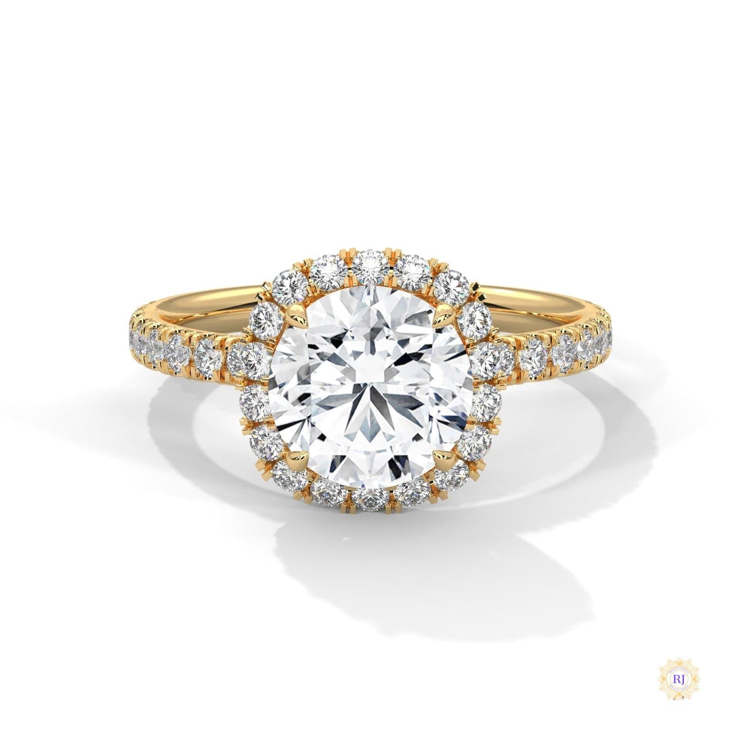 2.65 Ct. Cushion Halo Lab Diamond Ring – Pavé Band