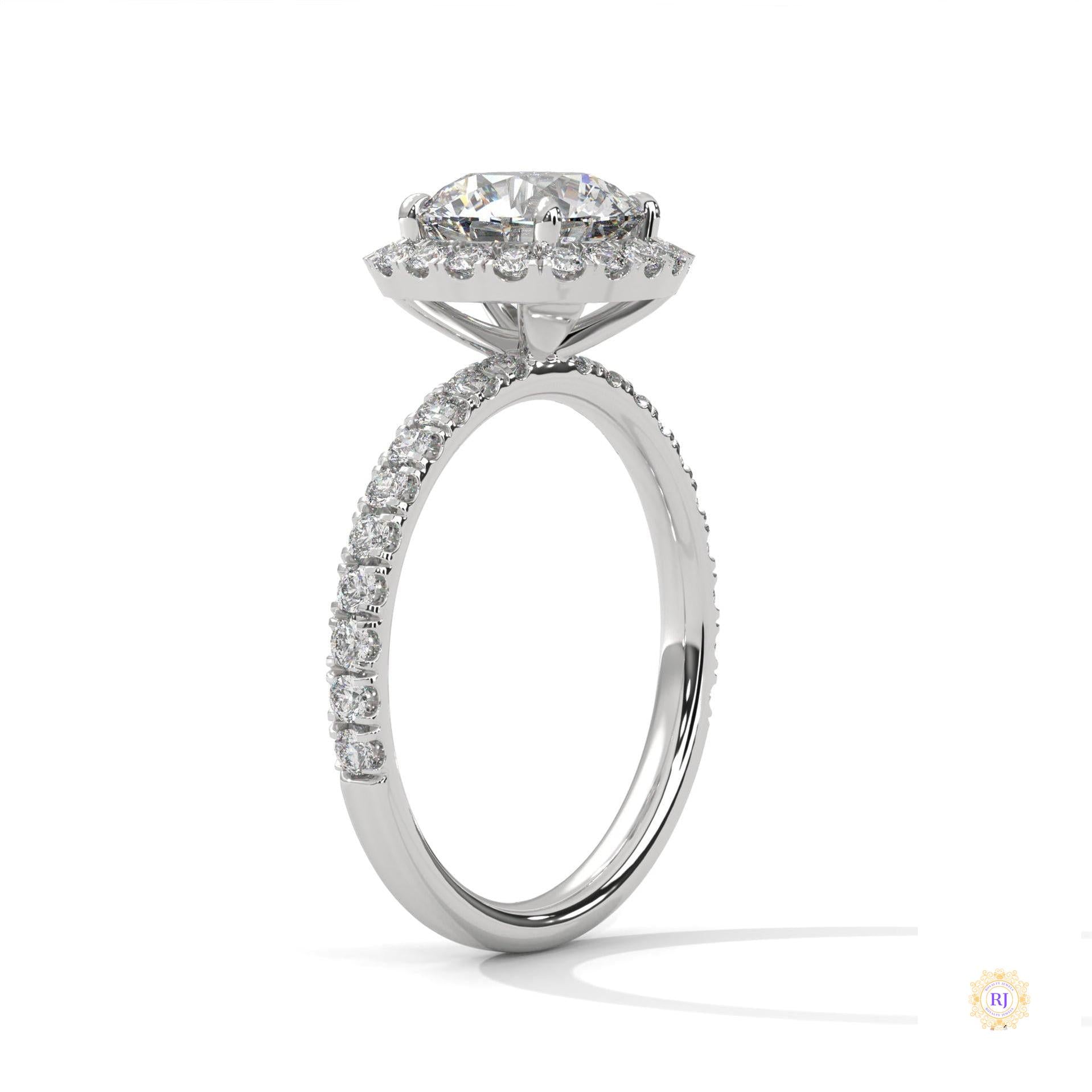 2.65 Ct. Cushion Halo Lab Diamond Ring – Pavé Band