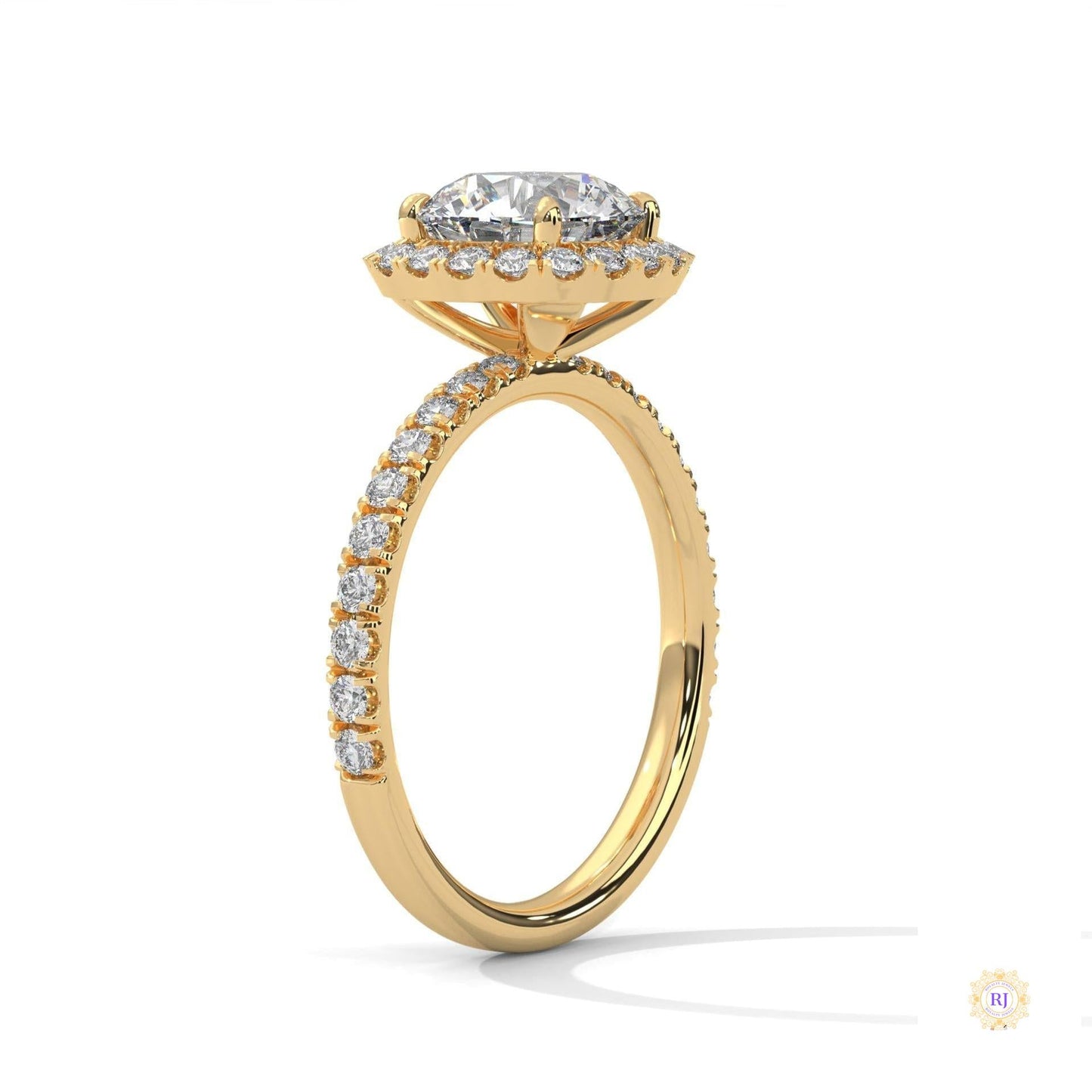 2.65 Ct. Cushion Halo Lab Diamond Ring – Pavé Band