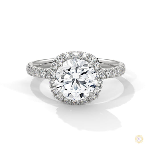 2.65 Ct. Cushion Halo Lab Diamond Ring – Pavé Band