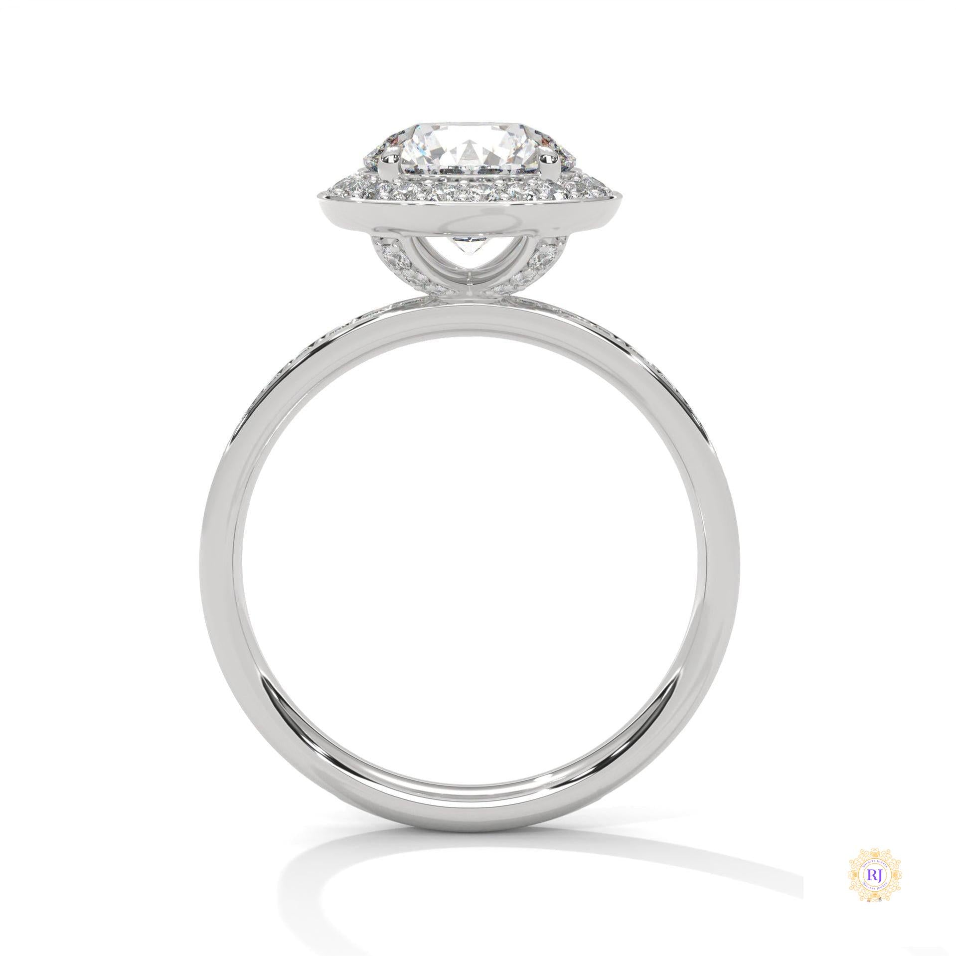 2.70 Ct. Lab Diamond Halo Ring – Round with Pavé Band