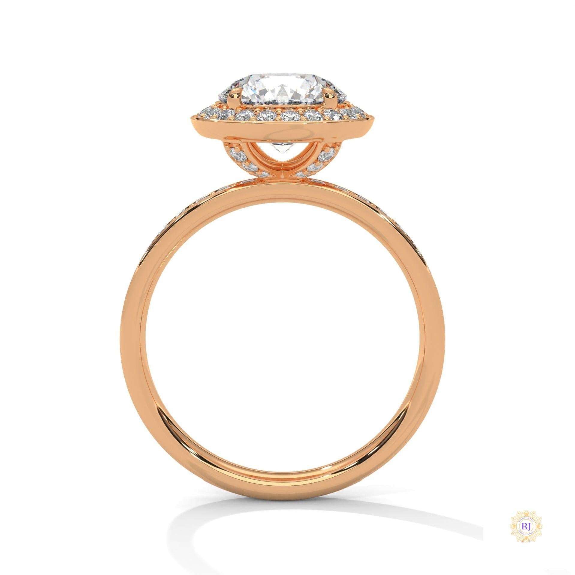 2.70 Ct. Lab Diamond Halo Ring – Round with Pavé Band
