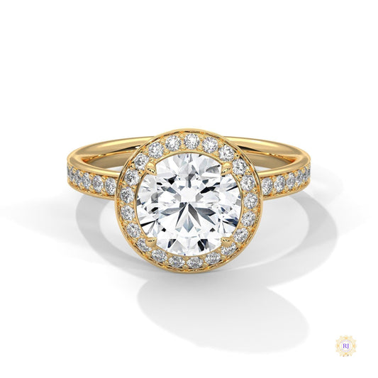 2.70 Ct. Lab Diamond Halo Ring – Round with Pavé Band