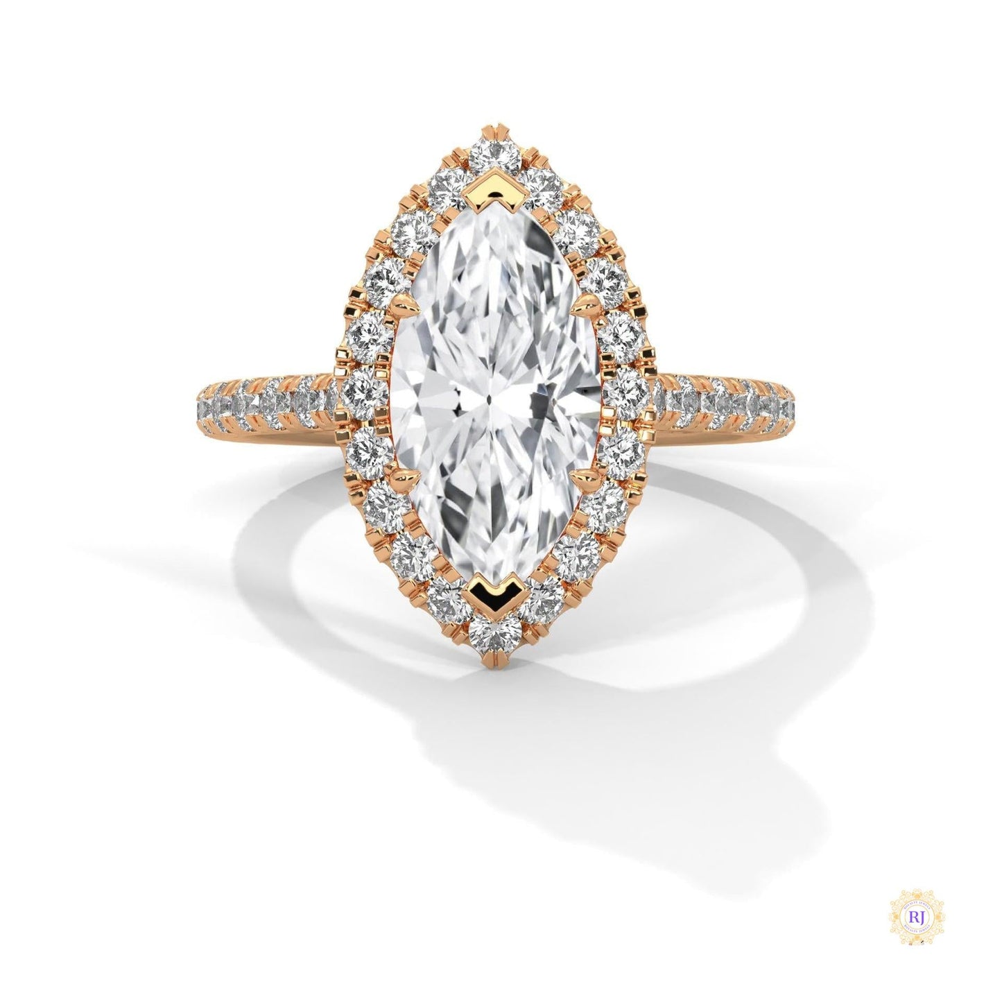 2.75 Ct. Marquise Lab Diamond Halo Ring