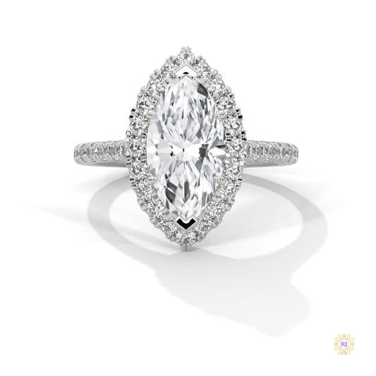 2.75 Ct. Marquise Lab Diamond Halo Ring