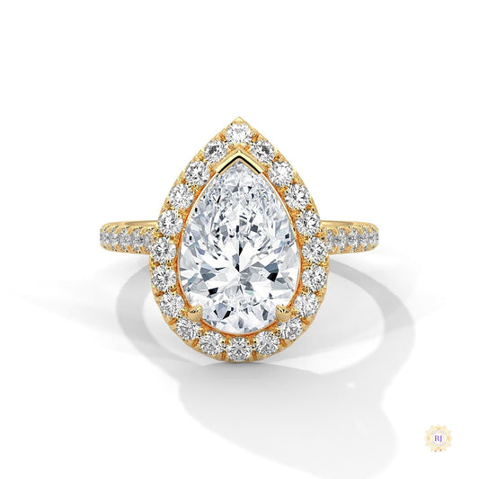 3.75 Ct. Pear Halo Lab Diamond Engagement Ring