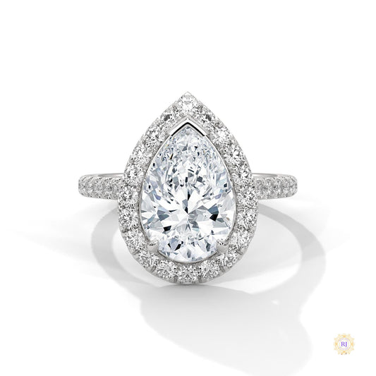3.75 Ct. Pear Halo Lab Diamond Engagement Ring
